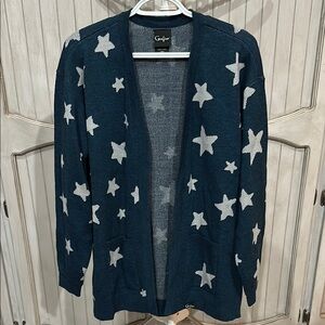 Catherines Gray Cardigan Sweater with Star Pattern
